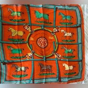 HERMES Silk Couvertures Et Tenues de Jour Scarf 90.